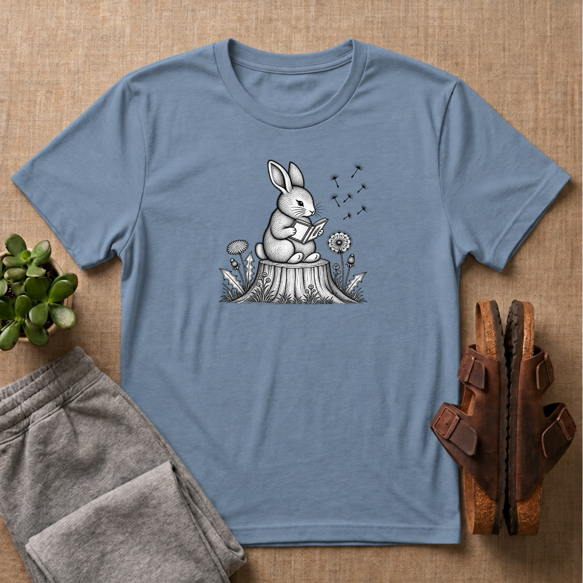Rabbit Reading A Book T-Shirt