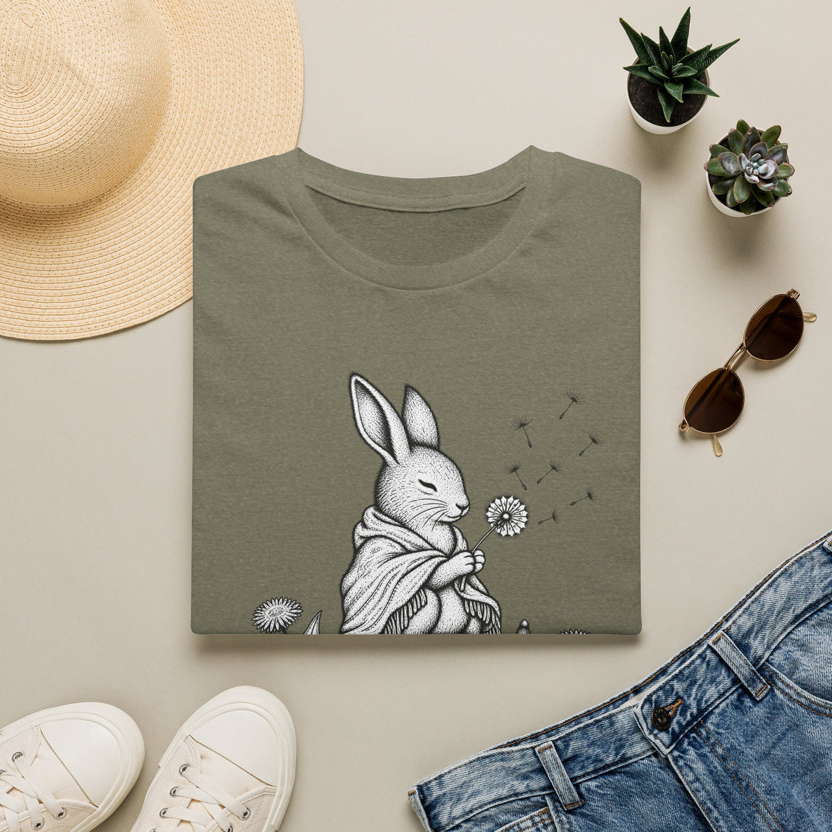 Rabbit Blowing Dandelion With a Blanket T-Shirt