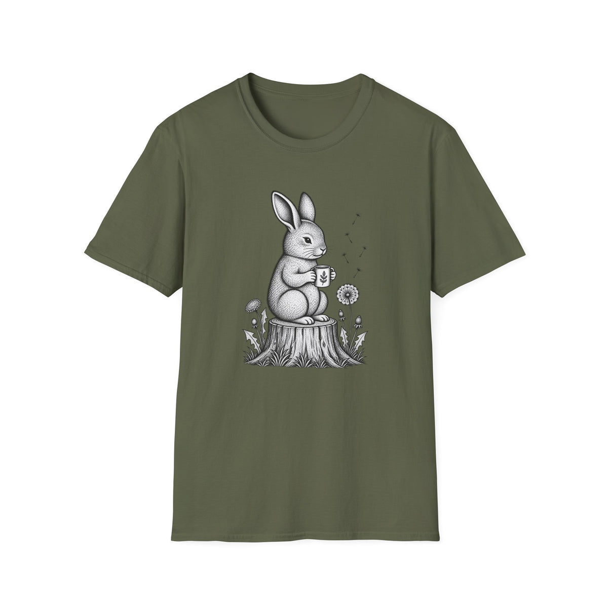 Rabbit Drinking Coffee T-Shirt