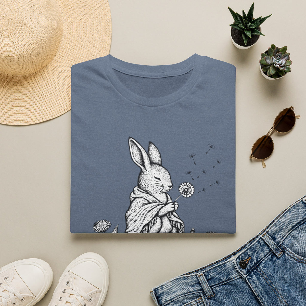 Rabbit Blowing Dandelion With a Blanket T-Shirt