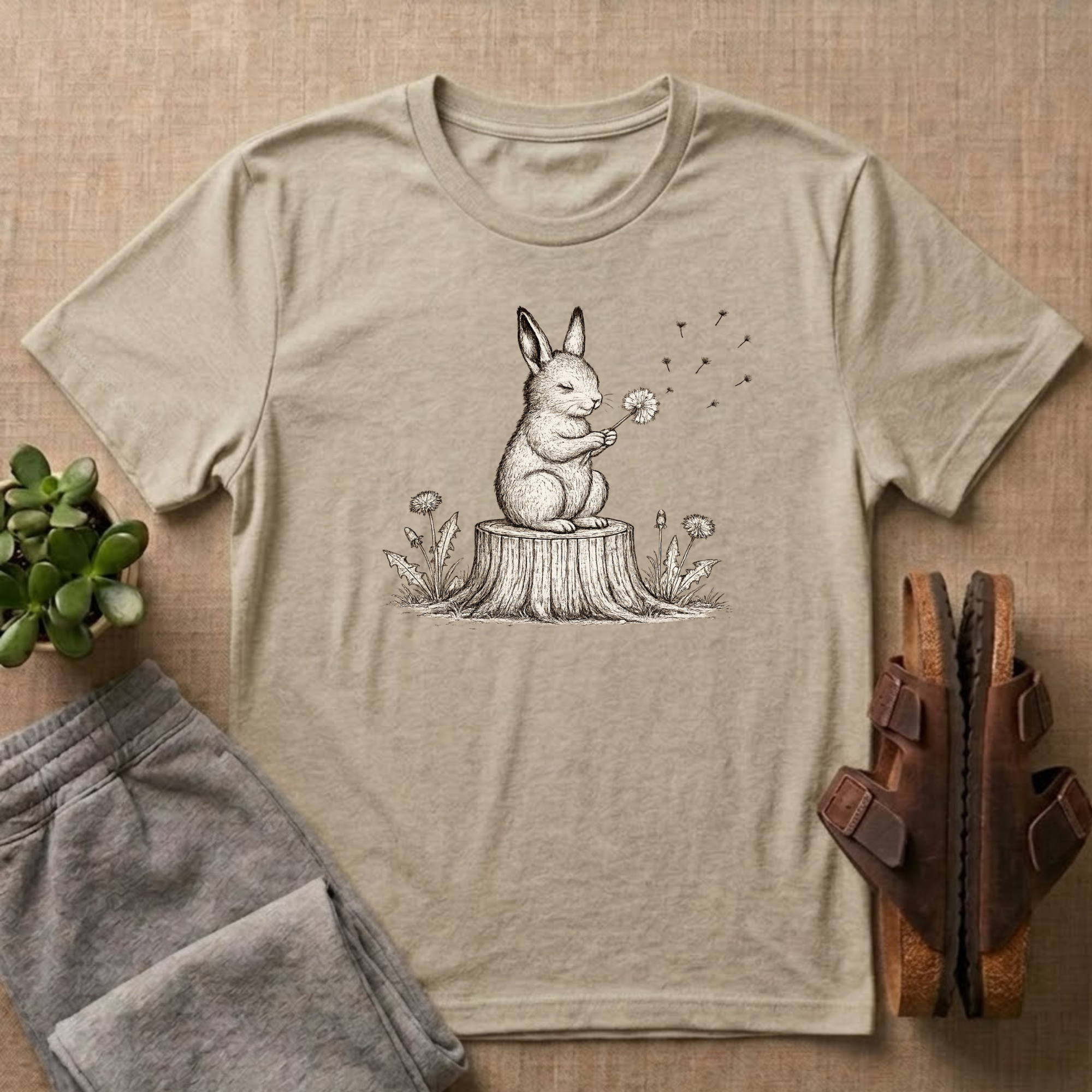 Rabbit Blowing Dandelion T-Shirt
