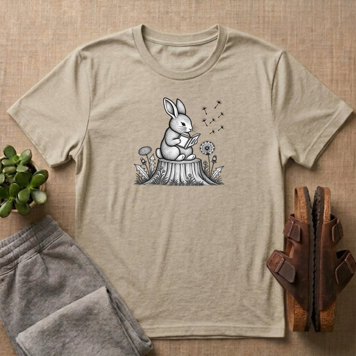 Rabbit Reading A Book T-Shirt