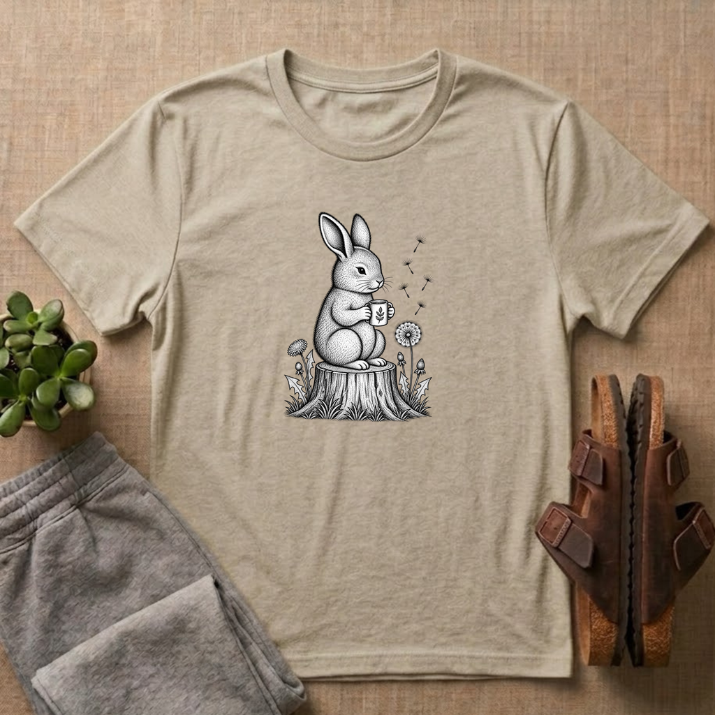Rabbit Drinking Coffee T-Shirt