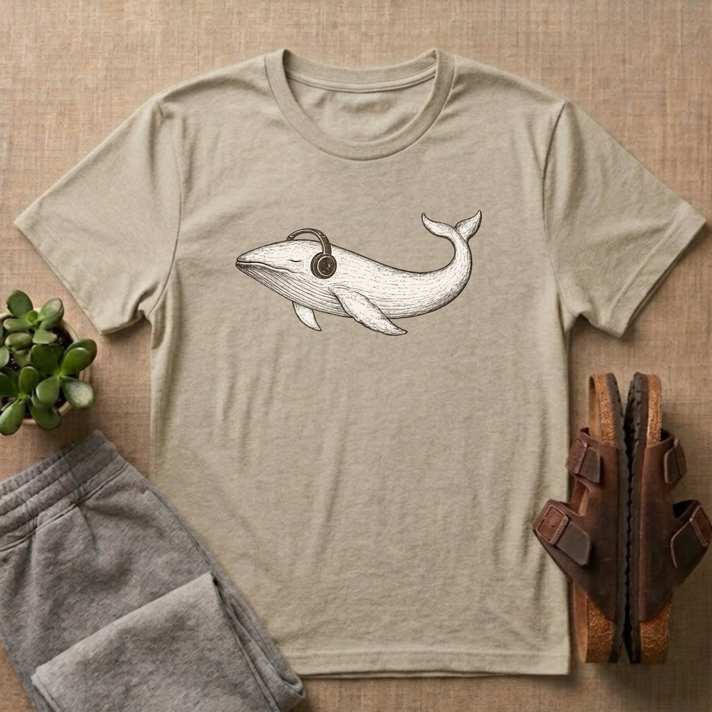 Whale Listening To Music T-Shirt