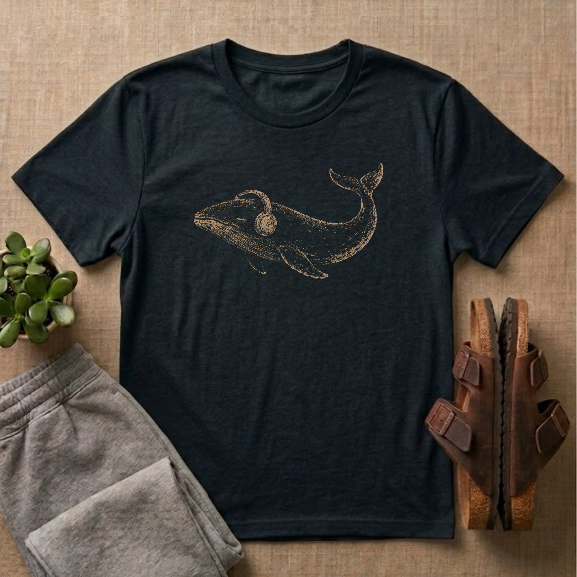 Whale Listening To Music T-Shirt