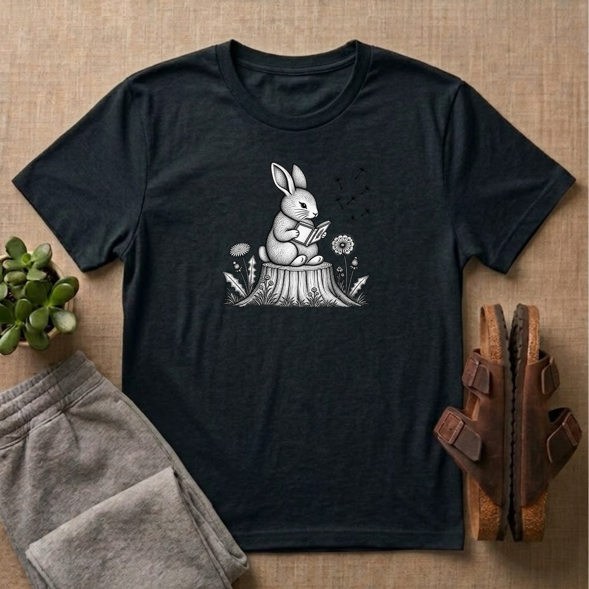 Rabbit Reading A Book T-Shirt