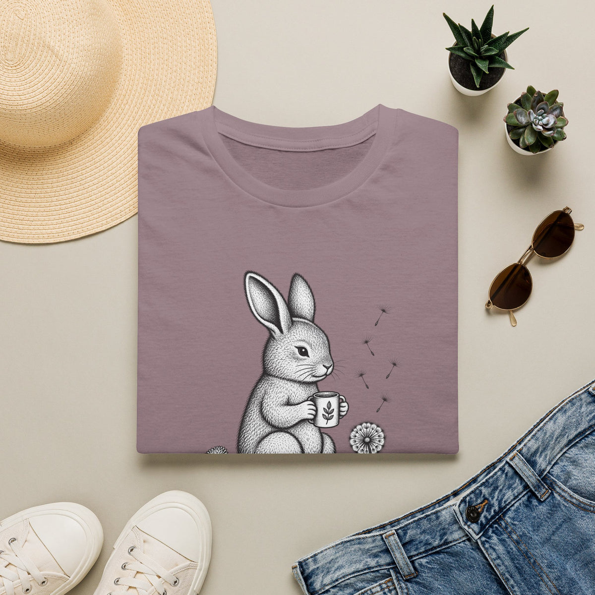 Rabbit Drinking Coffee T-Shirt