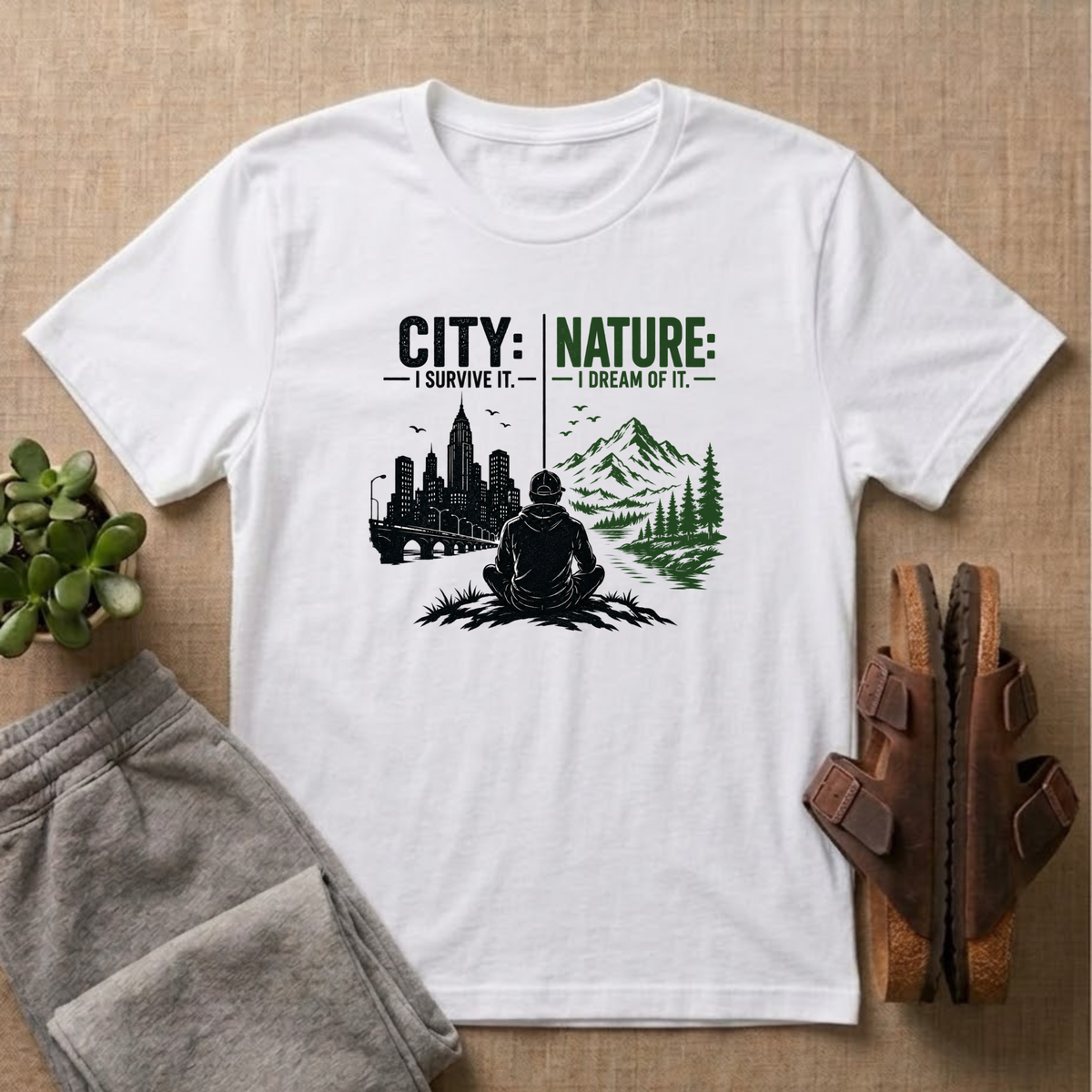 City: I Survive It, Nature: I Dream Of It T-shirt