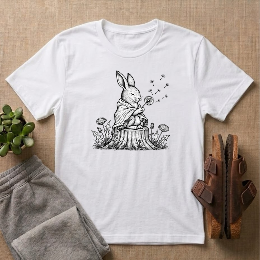 Rabbit Blowing Dandelion With a Blanket T-Shirt