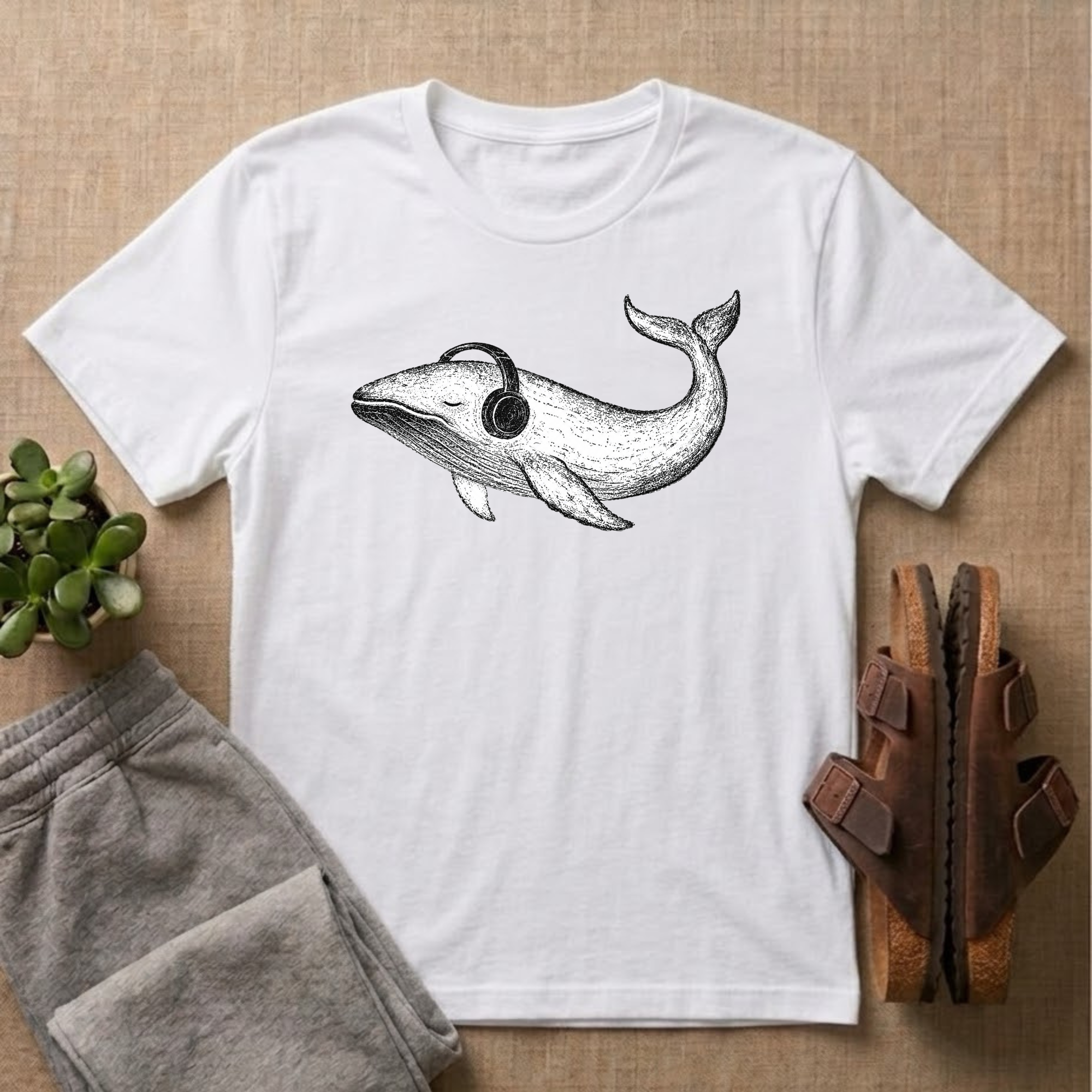 Whale Listening To Music T-Shirt