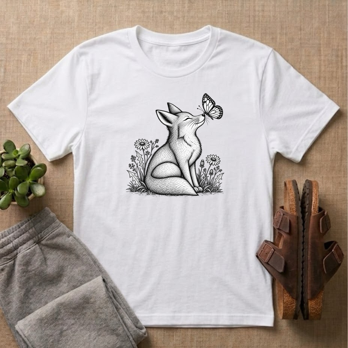Fox Admiring Butterfly T-Shirt