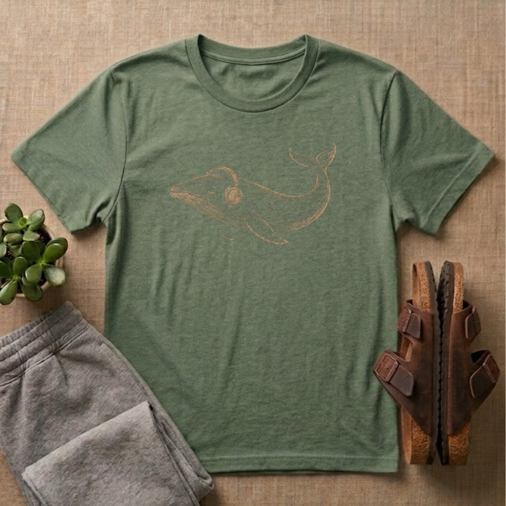 Whale Listening To Music T-Shirt