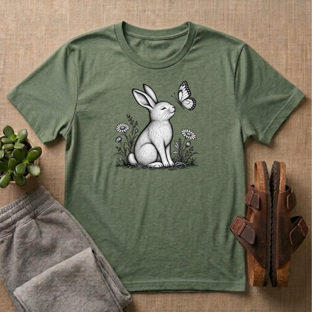 Rabbit Admiring Butterfly T-Shirt