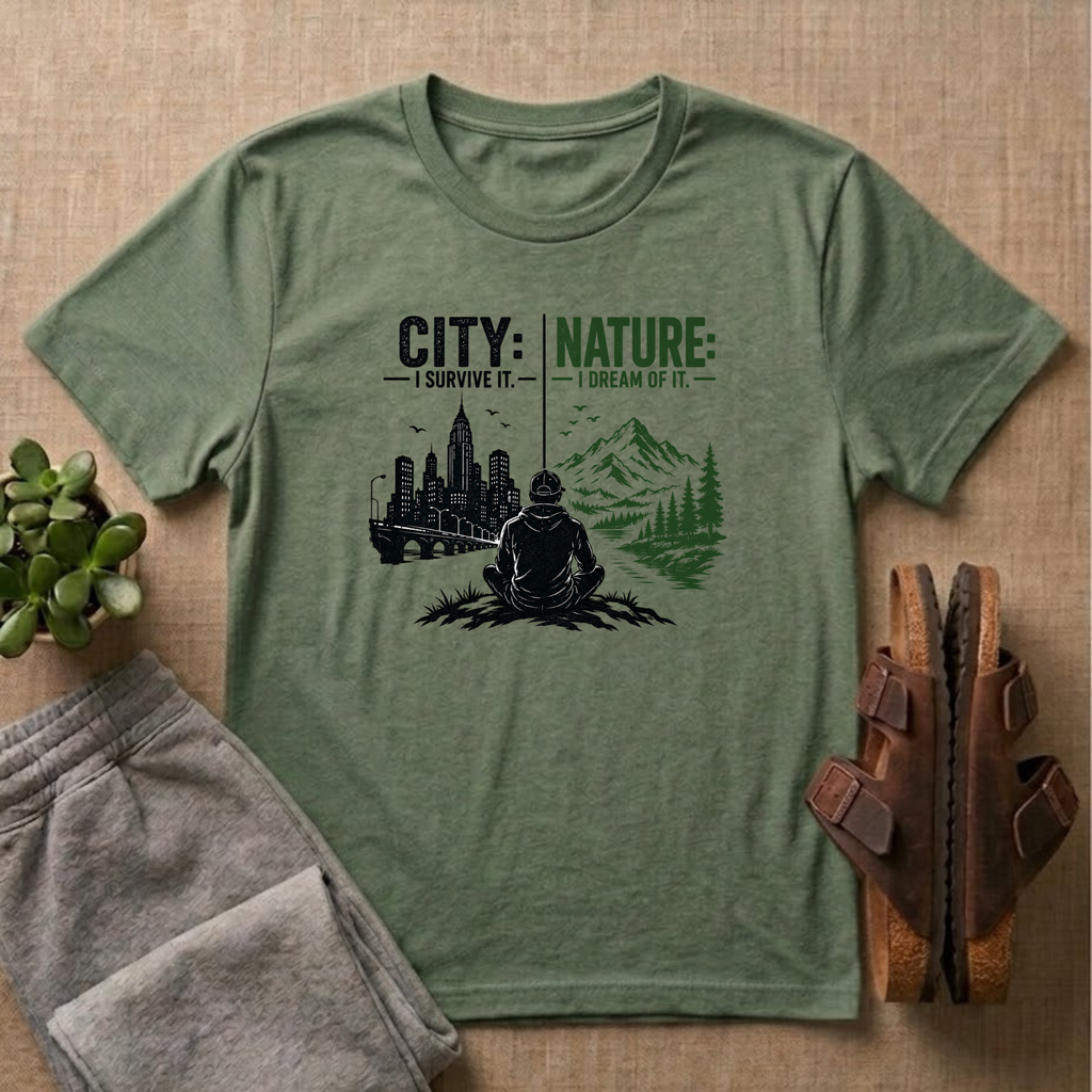 City: I Survive It, Nature: I Dream Of It T-shirt