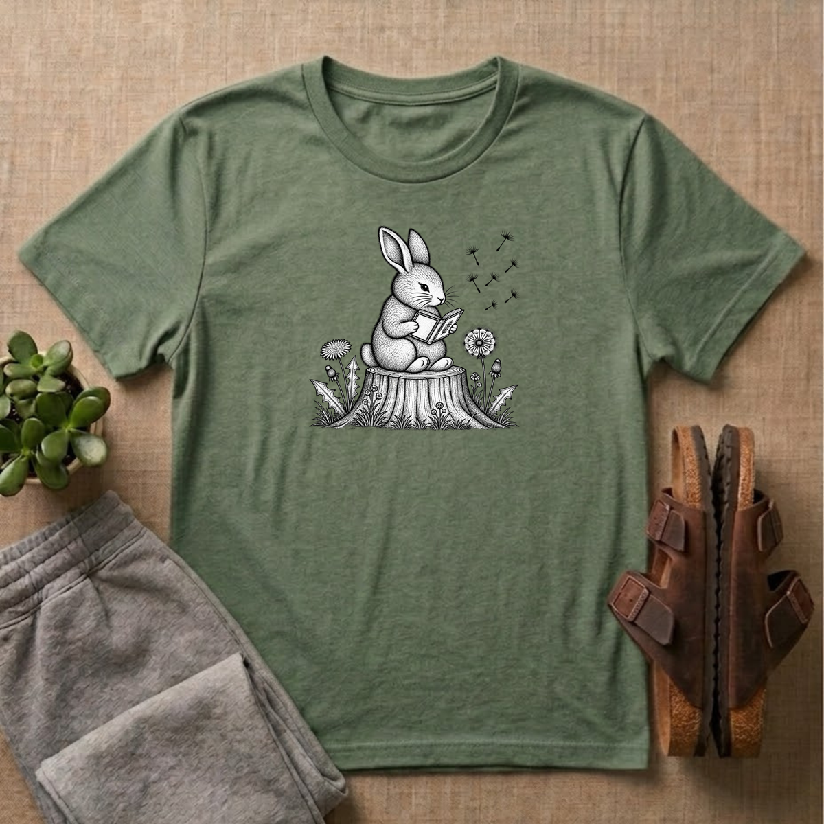 Rabbit Reading A Book T-Shirt