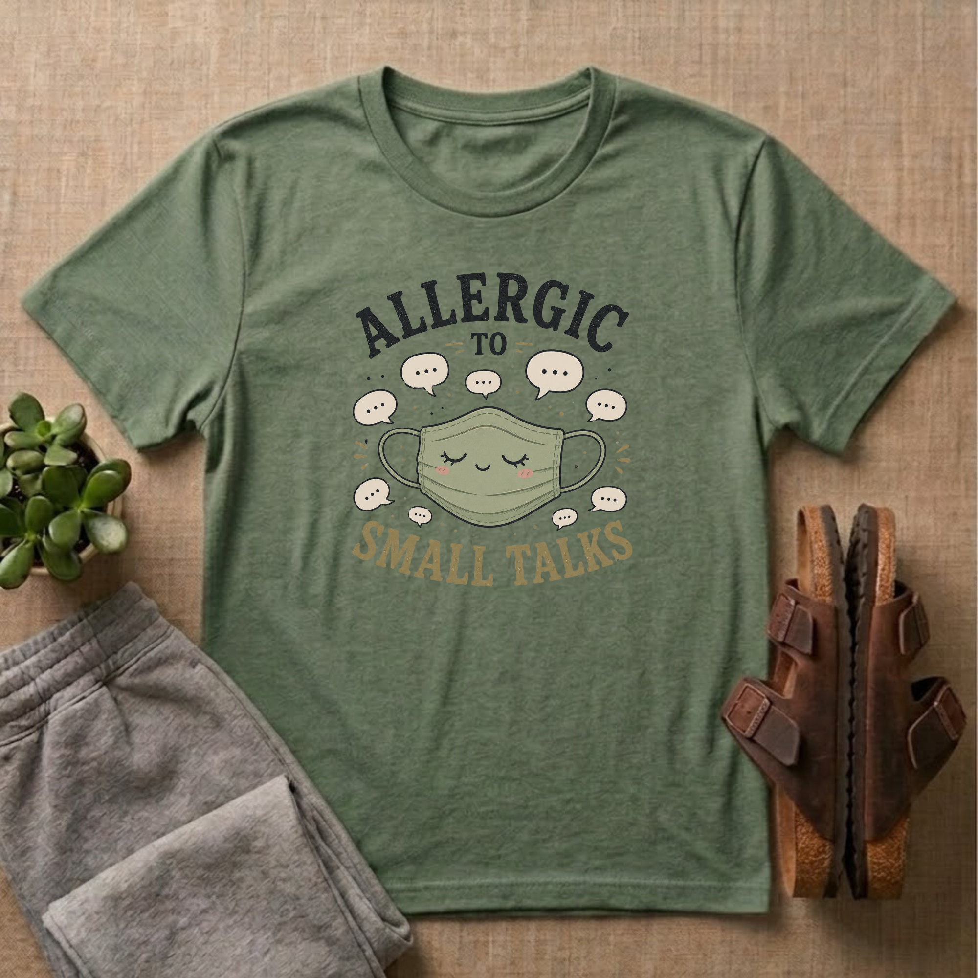 Allergic To Small Talks Mask T-Shirt