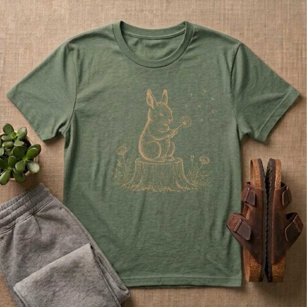 Rabbit Blowing Dandelion T-Shirt