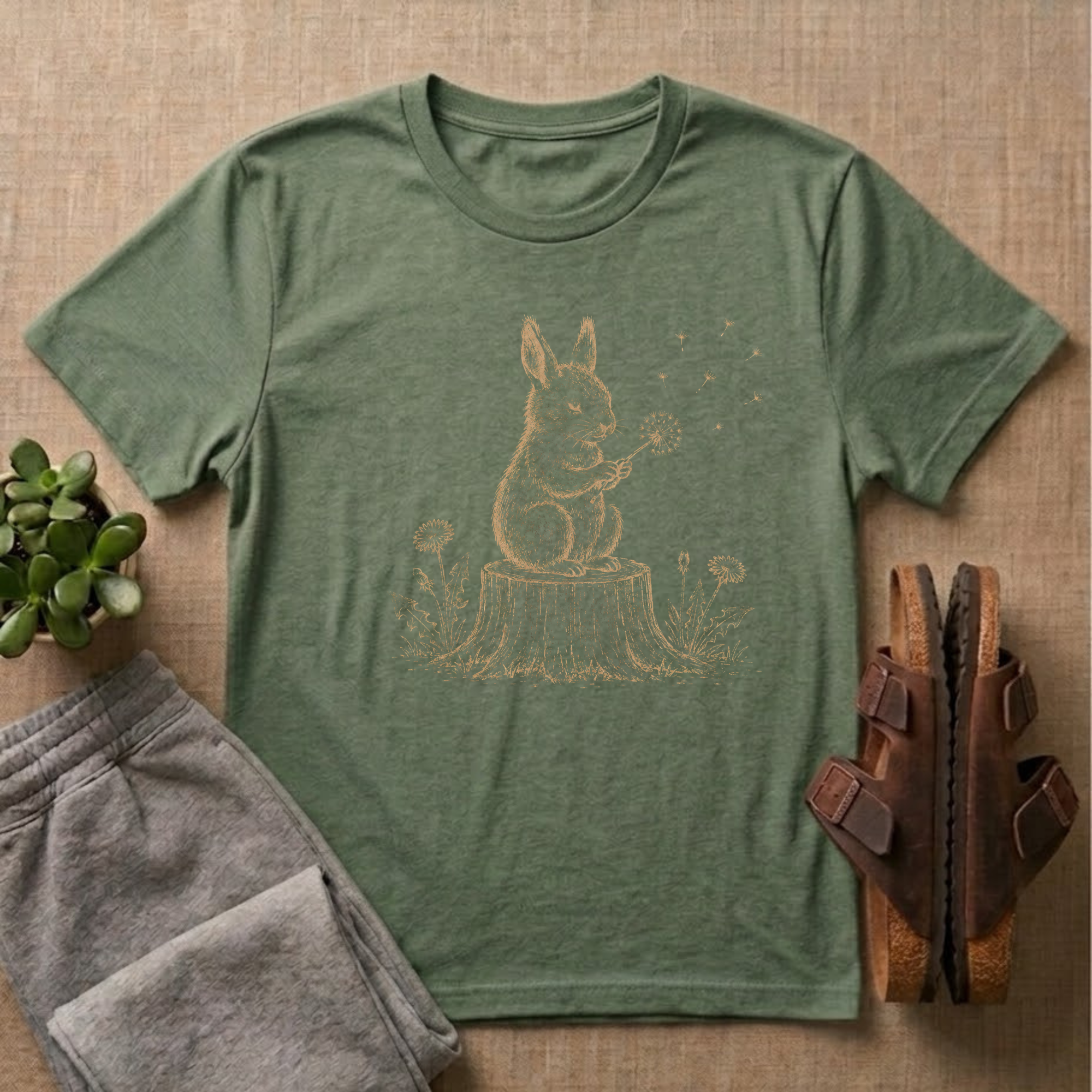 Rabbit Blowing Dandelion T-Shirt