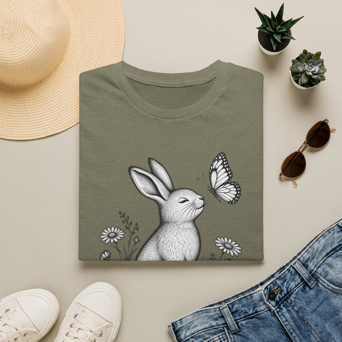 Rabbit Admiring Butterfly T-Shirt