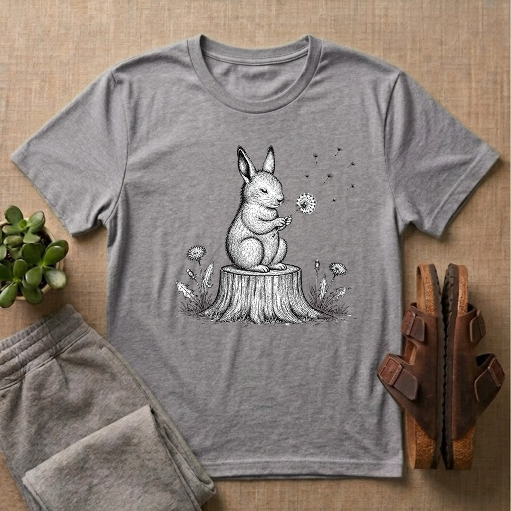 Rabbit Blowing Dandelion T-Shirt