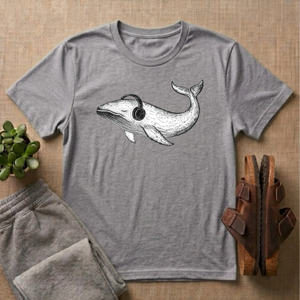 Whale Listening To Music T-Shirt