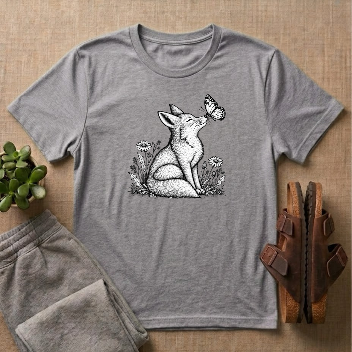 Fox Admiring Butterfly T-Shirt