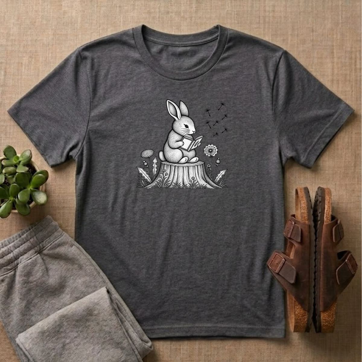 Rabbit Reading A Book T-Shirt