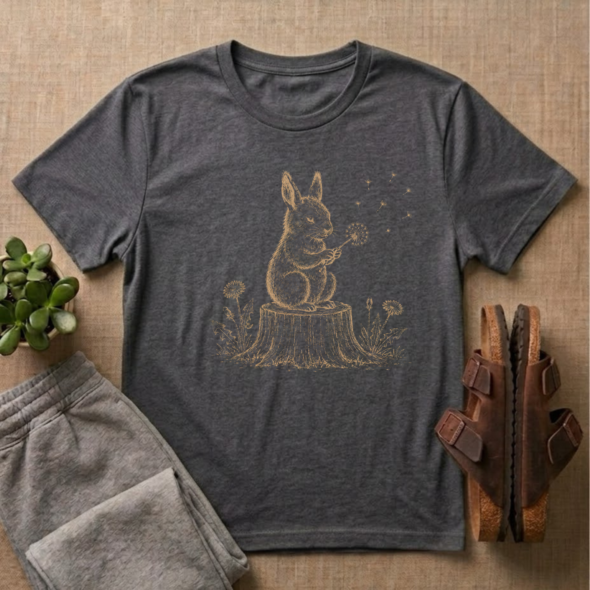 Rabbit Blowing Dandelion T-Shirt
