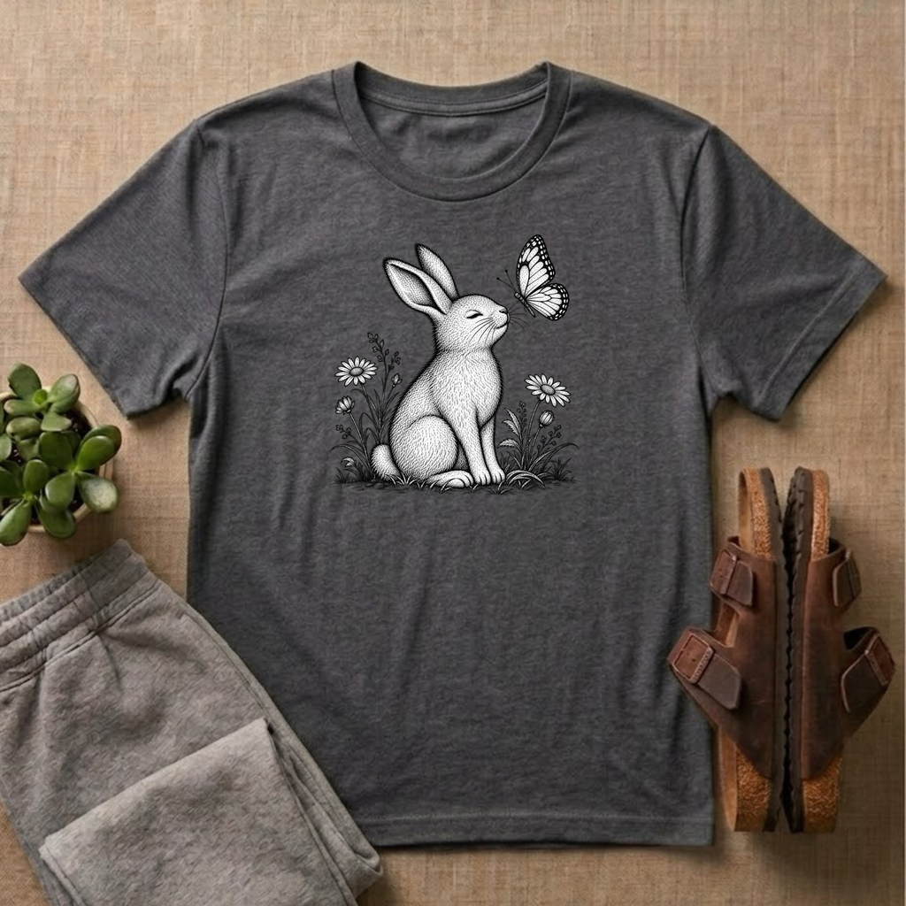 Rabbit Admiring Butterfly T-Shirt