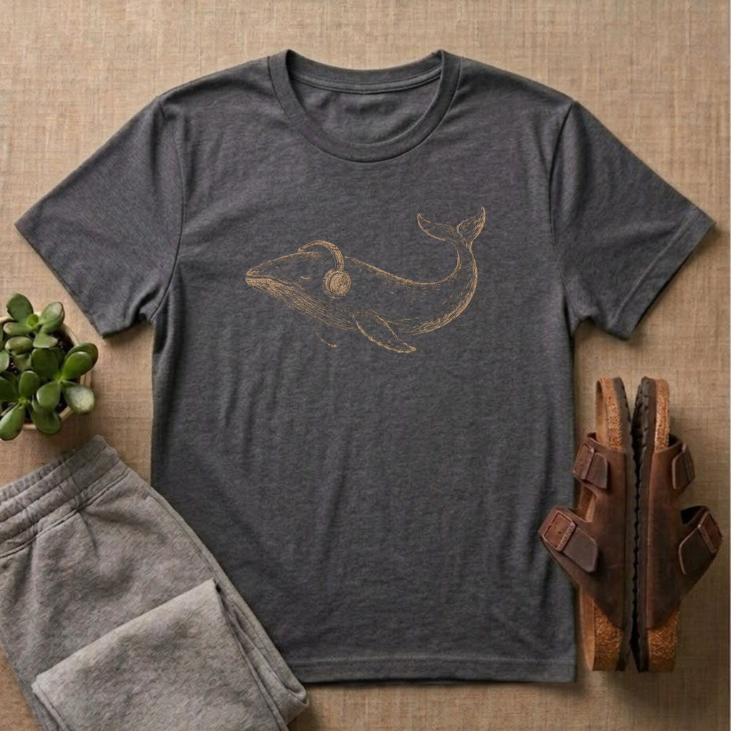 Whale Listening To Music T-Shirt