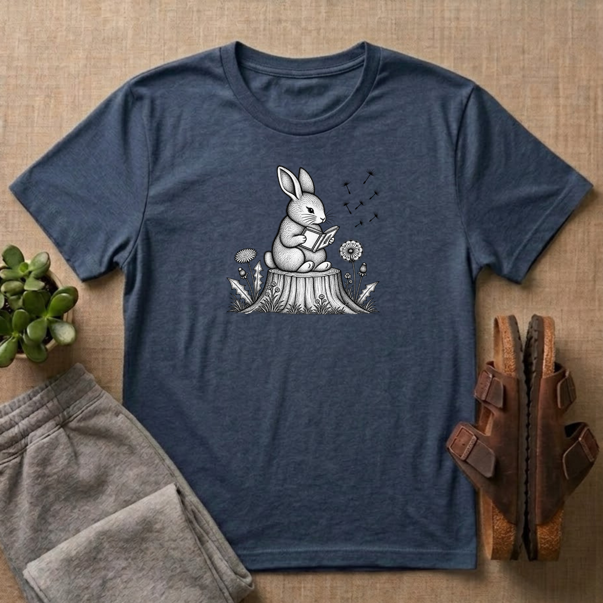 Rabbit Reading A Book T-Shirt