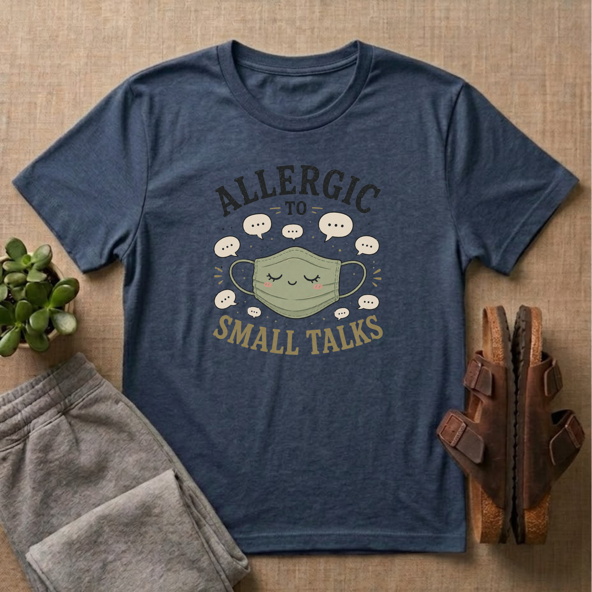 Allergic To Small Talks Mask T-Shirt