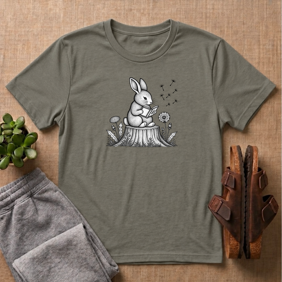 Rabbit Reading A Book T-Shirt