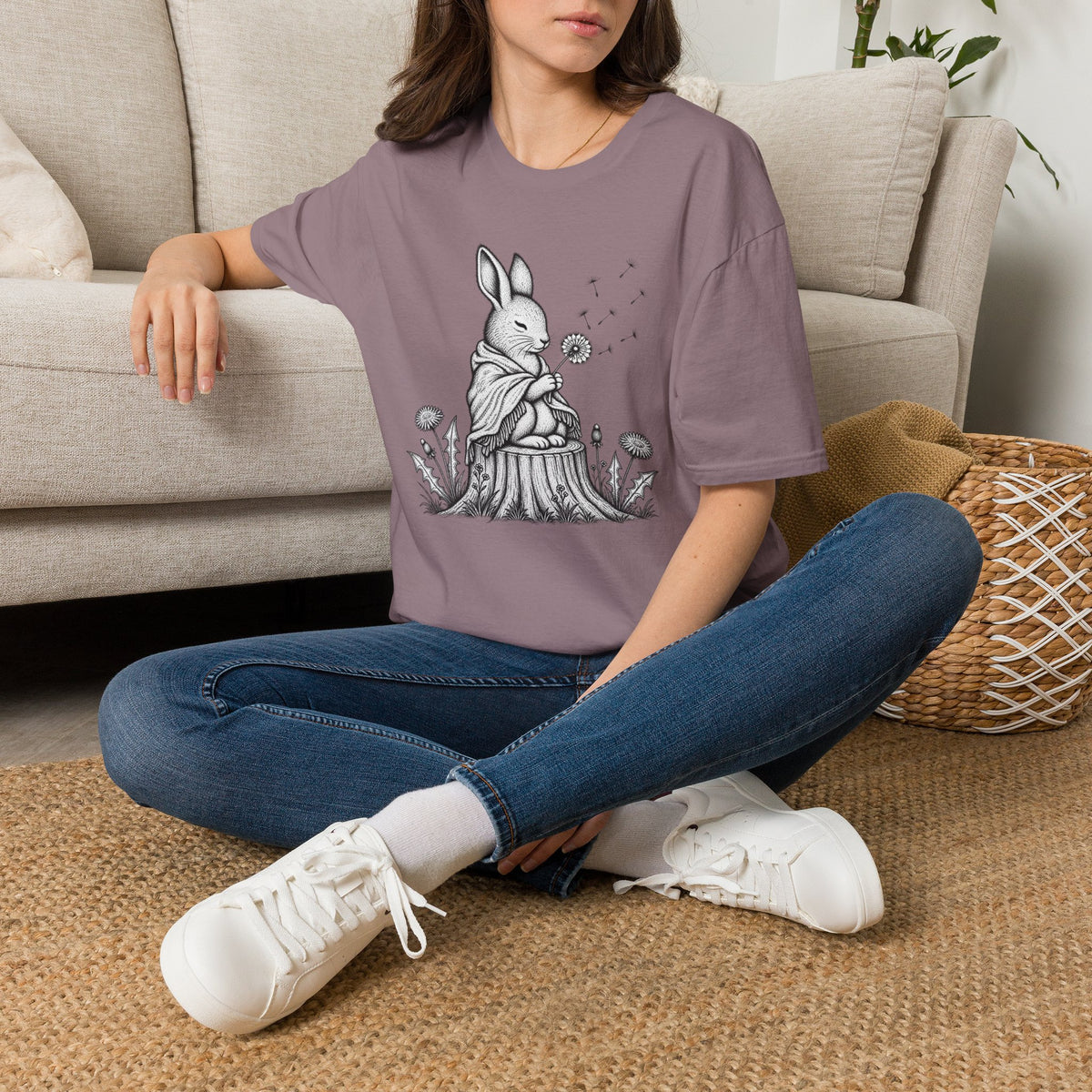 Rabbit Blowing Dandelion With a Blanket T-Shirt